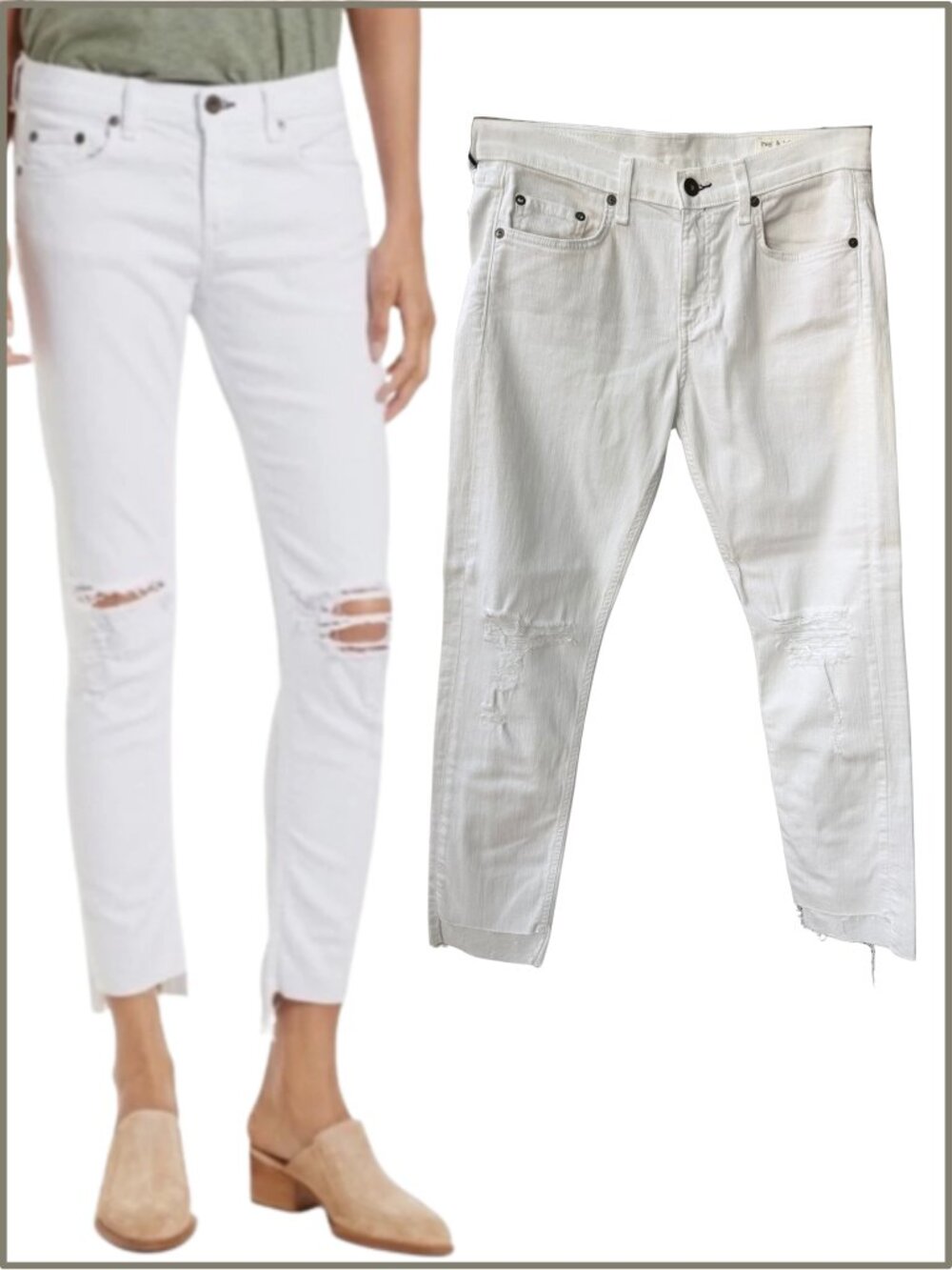 28 - NWT - Rag & Bone Jeans White Prospector Dre Capri